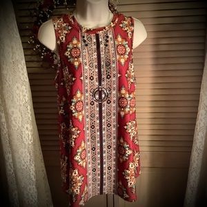 AB Studio soft stretch knit tunic top hippie  boho M-L New